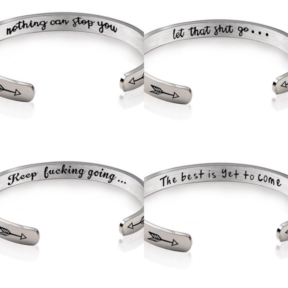 Silver Text Message Cuff Bracelet